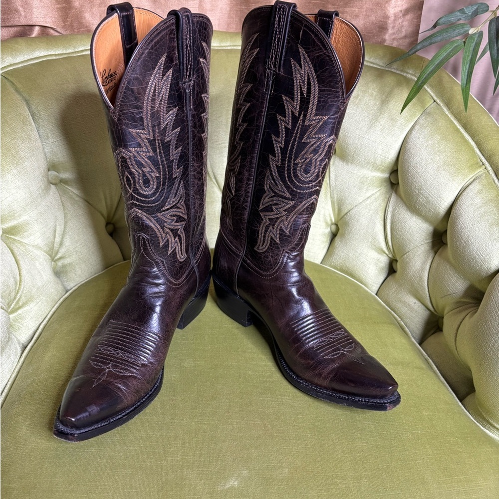 Lucchese Corbin Cowboy Western Boots Mens 9.5 Mad Dog Leather Goat L0414 - Picture 11 of 11